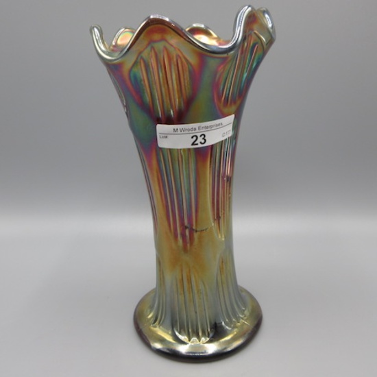 Fenton 8" purple Diamond Rib vase. Nice detail