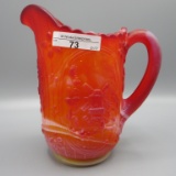 Imp red satin slag Windmill milk pitcher