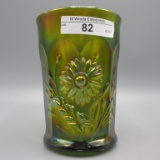 Carnival Glass Tumbler- Green Dandelion