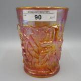 Carnival Glass Tumbler-  Bright mari Maple Leaf