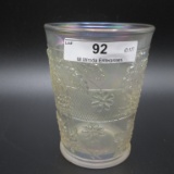 Carnival Glass Tumbler-  White Floral and Grape