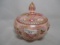 Fenton hand painted mellon rib powder box