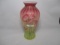 Fenton opal vase w/large hand painted poppy. Pizzori