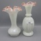 2 Fenton Ivory crest vases