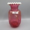 Fenton cranberry snow crest square vase