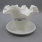 Fenton milk glass flower pot w/undertray