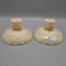 pair of Fenton burmese Pond Lily candle holders