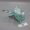 Fenton teal butterfly on metal stand