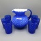 Fenton blue Hobnail cased 7-pc. water set These are the correct tumblers.