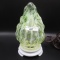 Fenton vaseline opal Flame lampshade & base