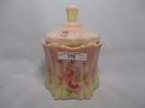 Fenton hand painted burmese covered box