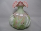 Fenton hand painted swans vase