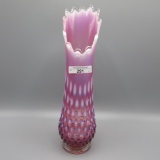 Fenton plum opal hobnail swung vase