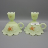 2 Fenton hand painted custard items as shown