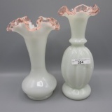 2 Fenton Ivory crest vases