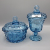 2 Fenton covered jars as shown. tall one has a chp