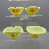 Set of 4 Fenton Miniature burmese bowls - COOL
