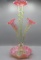 BEAUTIFUL Victorian art glass 3 lily epergne. Cranberry opalescent over vas