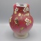 Art glass enameled vase w/ birds, 6.5