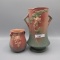 2 Roseville Pottery vases 12-4; 30-8 ( small chip on base)  Columbine?