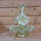 Fenton vaseline opal irid. 4 lily epergne