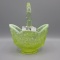 Vaseline opal glass- Lily Valley Basket