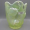 Fenton vaseline opal irid Goldfish vase