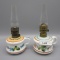 2 painted milk glass chamber lamps