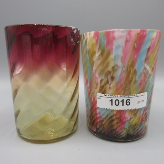Pair of  victorian art glass tumblers as shown.