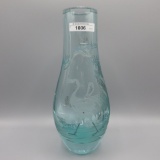 1940's Oriental Art Glass paperweight vase w/ cut back designs as shown.  A