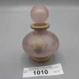 Miniature Art Glass perfume W/ Fleur de lys design Marked JBD  approx 1.5