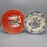 2 ironstone dinner plates. waylande gregory pieces (Cowan)