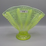 Vaseline opal glass-  Hobnail fan vase