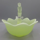 Fenton satin vaseline opal Nymph & tulip bowl