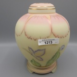 Fenton burmese decorated ginger jar