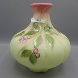 Fenton burmese decorated guord vase