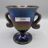 Fenton purple stretch Dbl Dolphin compote