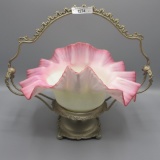 Victorian satin brides bowl in SP holder...Nice