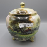 Nippon scenic biscuit jar, cabin in woods