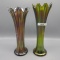 2 Nwood Thin Rib vases- Green / Purple