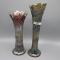 2 Fenton April Showers vases green/ purple