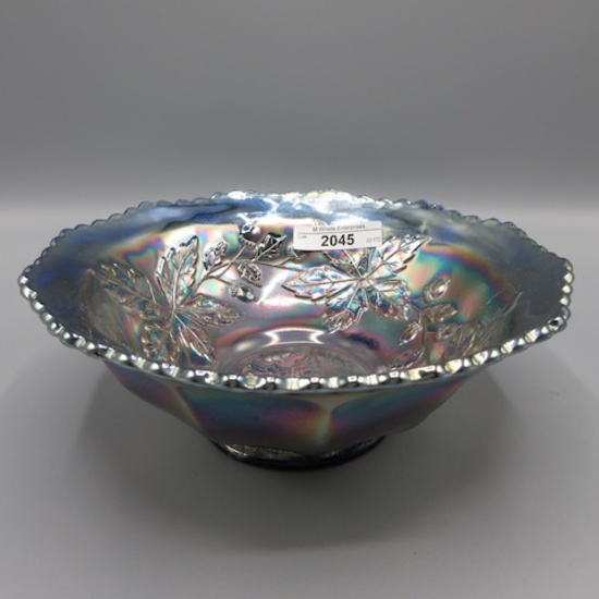 Fenton blue 8" Autumn Acorn round bowl