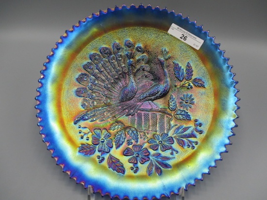Nwood 9" elec blue Peacocks stippled plate This is one heck of a plate!
