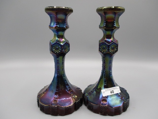 Imperial elec purple Six Sided candlesticks. OUTSTANDING!