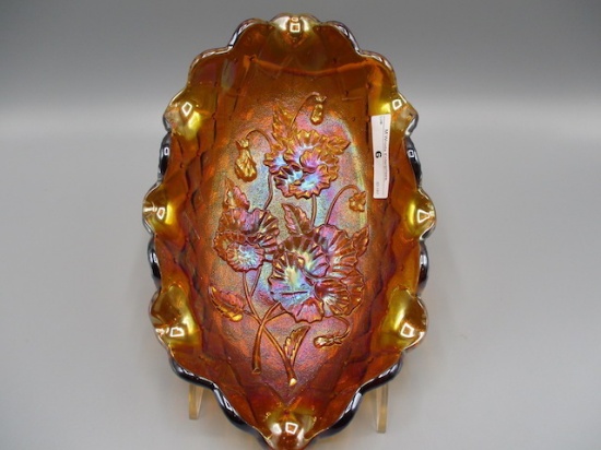 Imp amber Pansy pickle dish- Pretty colors