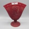 Fenton red satin Dancing Ladies fan vase 6.5