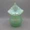 Fenton green opalescent Hobnail JIP vase-8.5