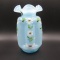 Fenton light blue cased HP vase-8