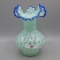 Fenton Polka Dot blue crest vase-7.5