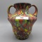 Fenton Dave Fetty satin Mosaic 2-handled vase-6.5